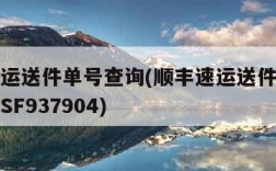 顺丰速运送件单号查询(顺丰速运送件单号查询单号SF937904)