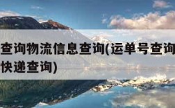 运单号查询物流信息查询(运单号查询物流信息查询快递查询)